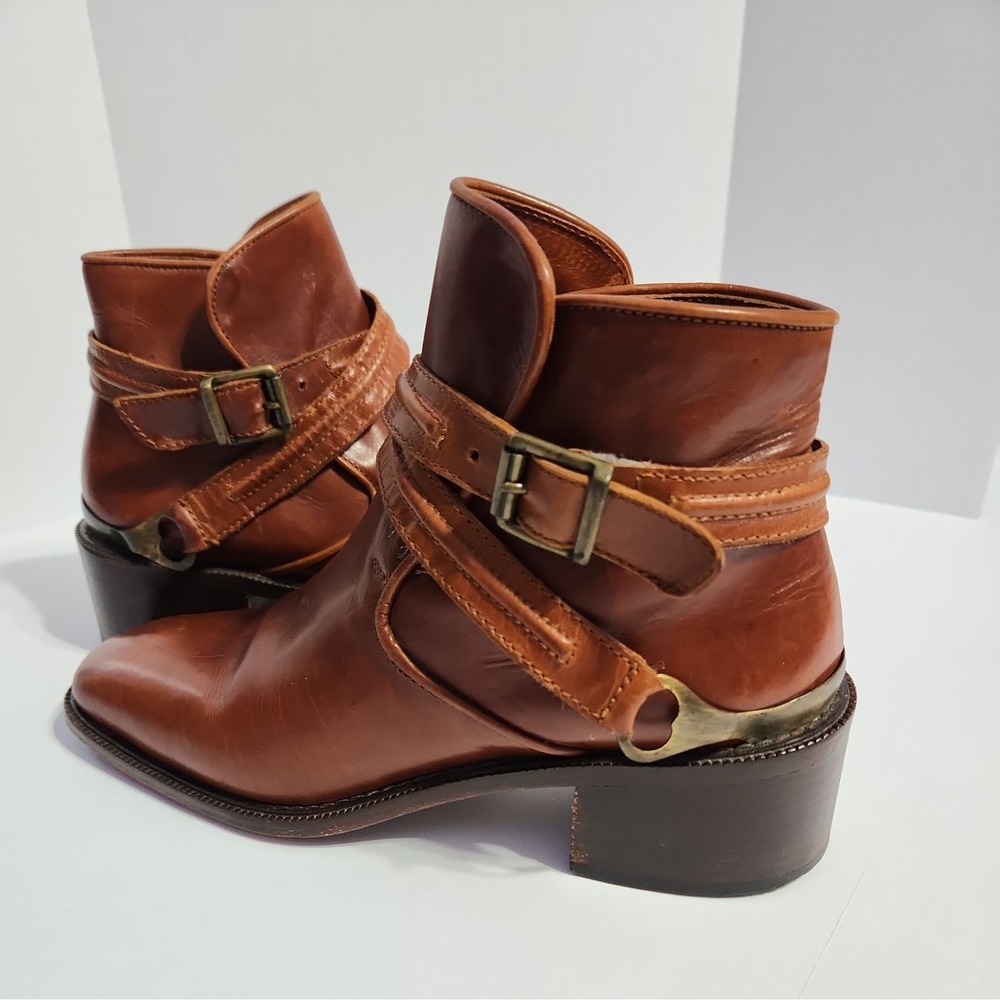 Vintage Joan Helpern Signature Sz 6 Brown Leather Ankle Boot Equestrian Style